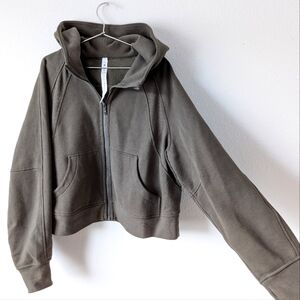 Lululemon Cropped Oversized Full Zip Scuba Hoodie - Dark Olive Green